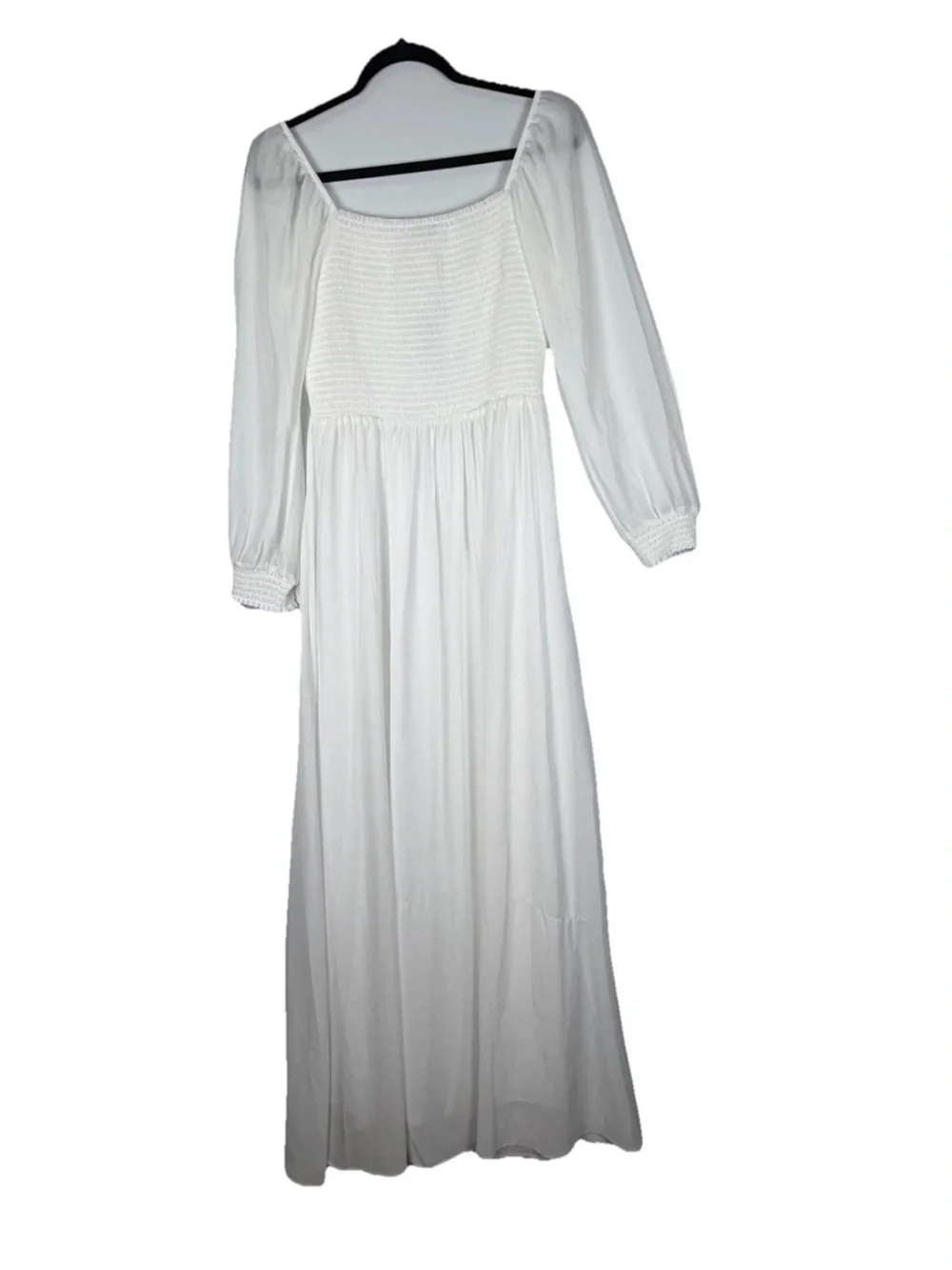 BalticBorn Giselle Long Sleeve Square Neck White Maxi Dress Sz L
